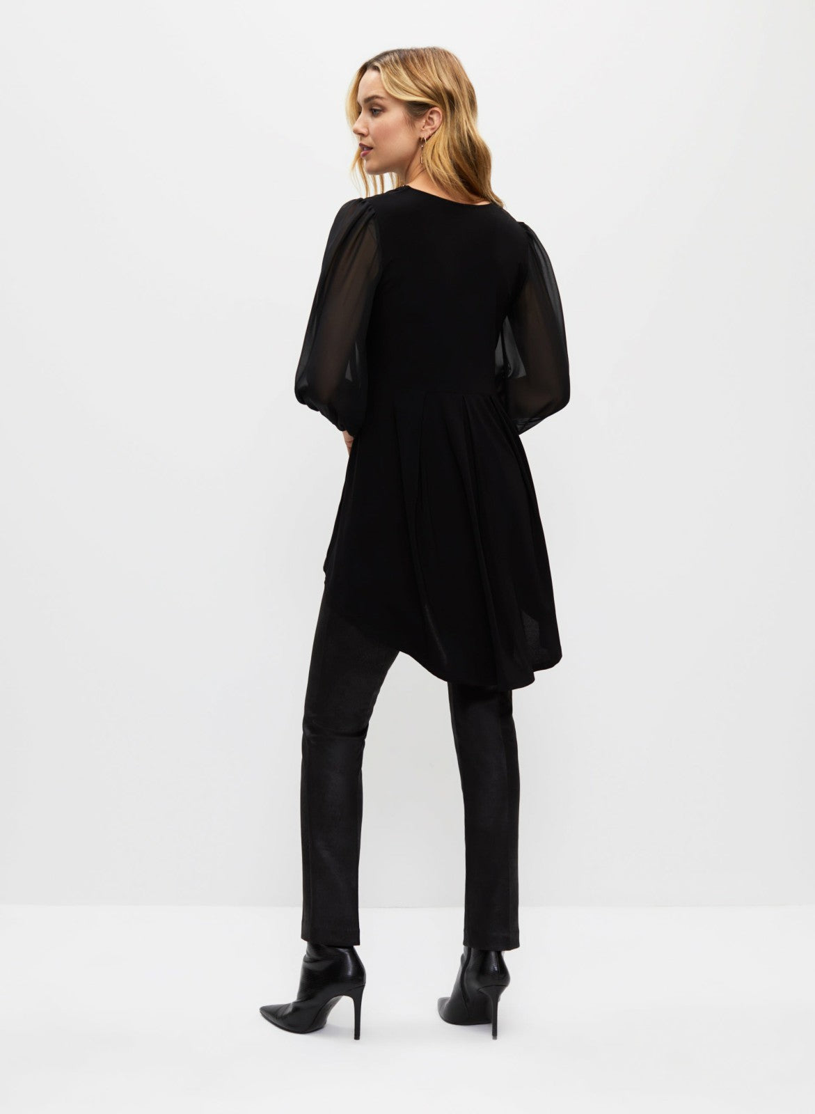 Women Chiffon Sleeve High-Low Tunic Black | Melanie Lyne