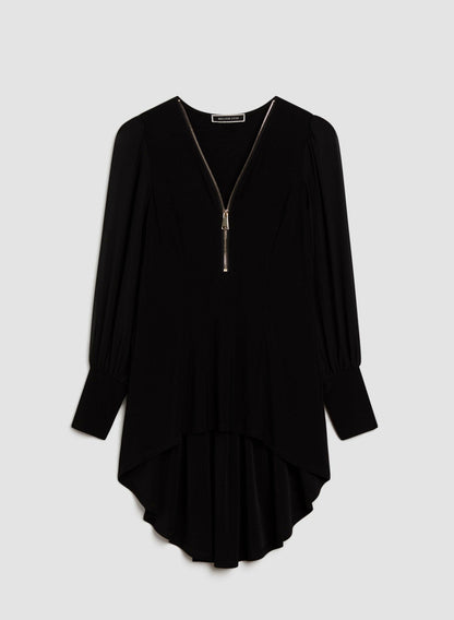 Women Chiffon Sleeve High-Low Tunic Black | Melanie Lyne