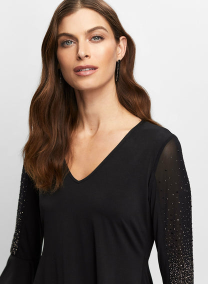Women Bell Sleeve Tunic Black | Melanie Lyne