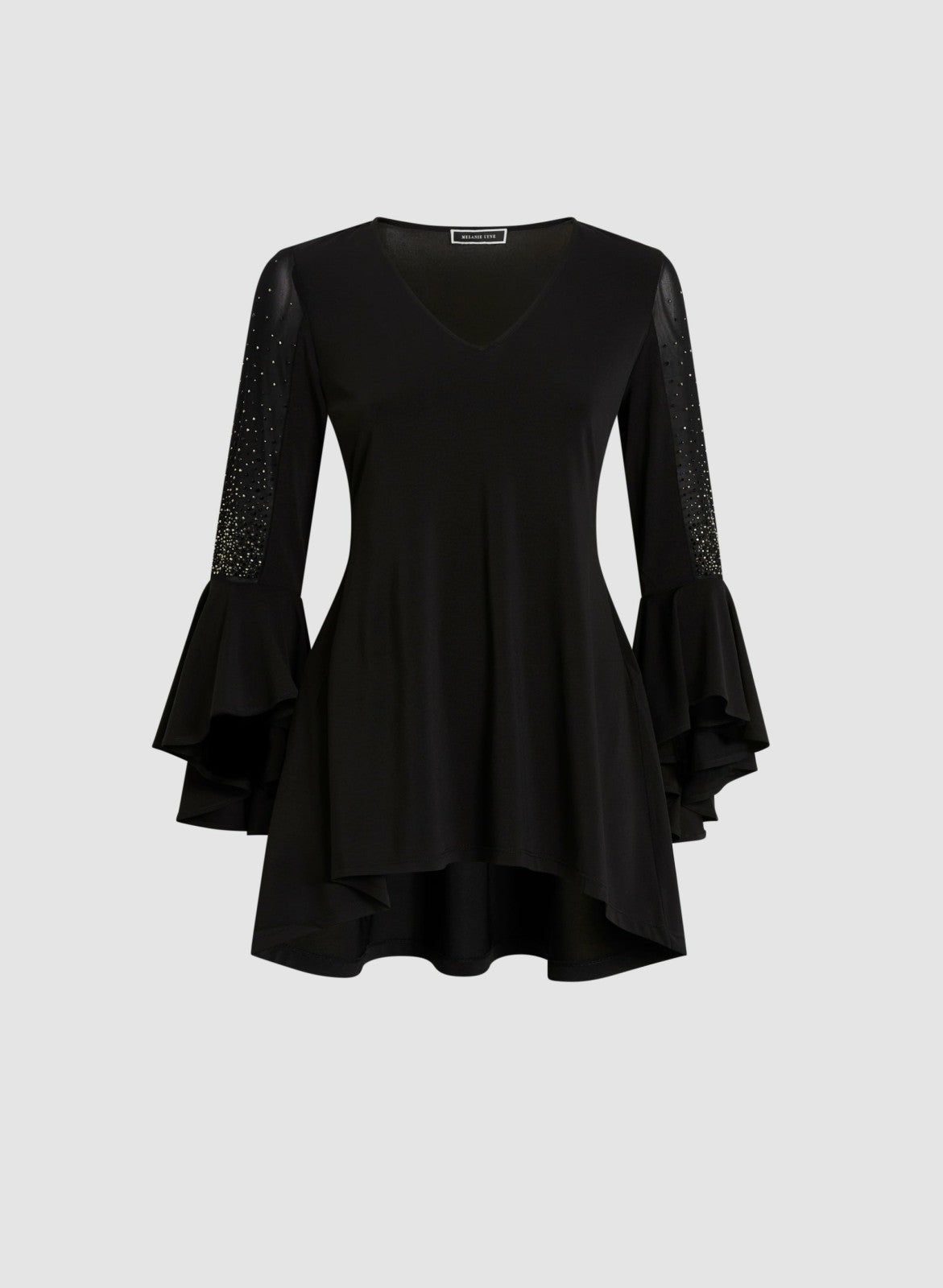 Women Bell Sleeve Tunic Black | Melanie Lyne