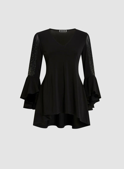 Women Bell Sleeve Tunic Black | Melanie Lyne