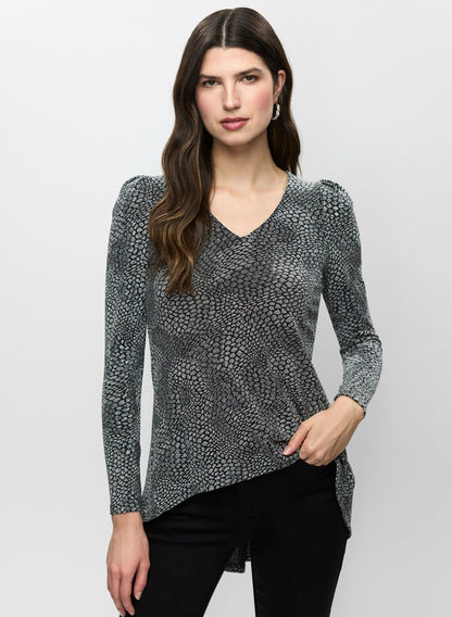 Women Asymmetric Animal Print Tunic Black Pattern | Melanie Lyne