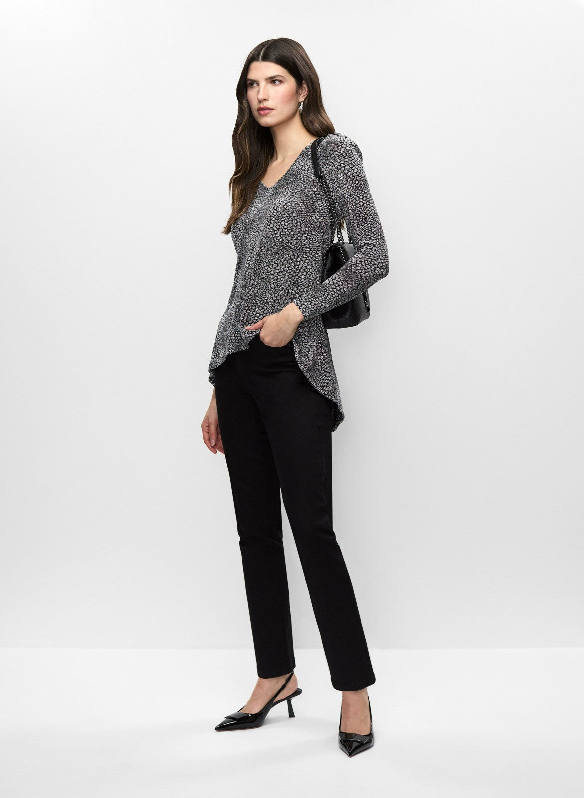 Women Asymmetric Animal Print Tunic Black Pattern | Melanie Lyne