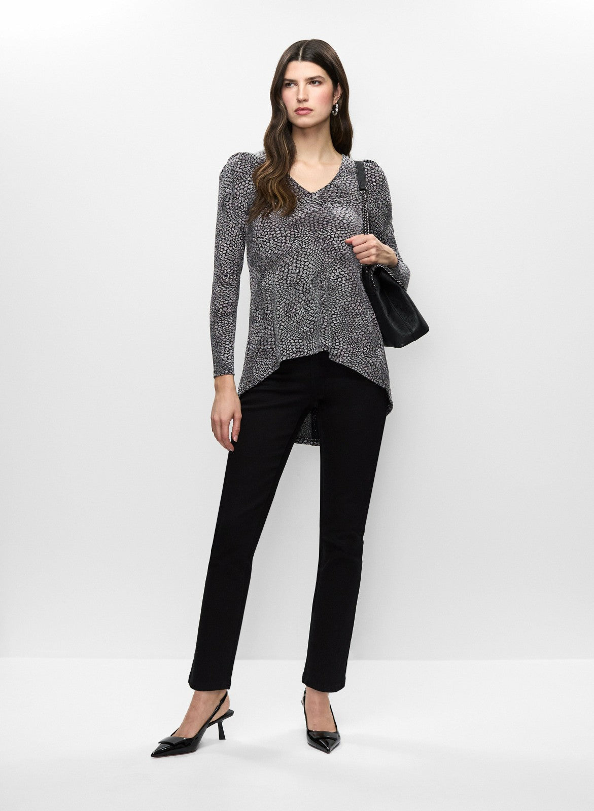 Women Asymmetric Animal Print Tunic Black Pattern | Melanie Lyne