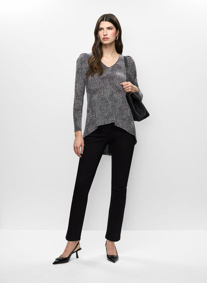 Women Asymmetric Animal Print Tunic Black Pattern | Melanie Lyne