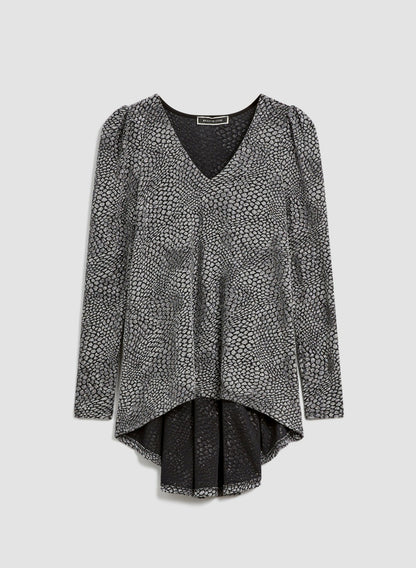 Women Asymmetric Animal Print Tunic Black Pattern | Melanie Lyne