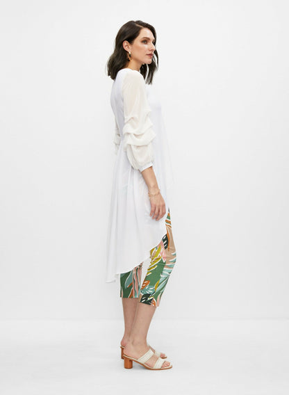 Women Ruffle Sleeve Asymmetric Tunic Ivory | Melanie Lyne
