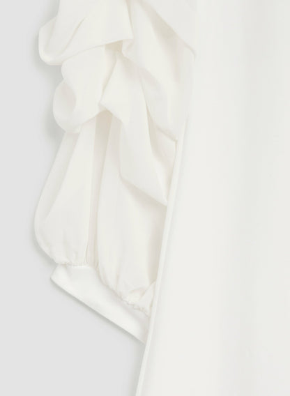 Women Ruffle Sleeve Asymmetric Tunic Ivory | Melanie Lyne
