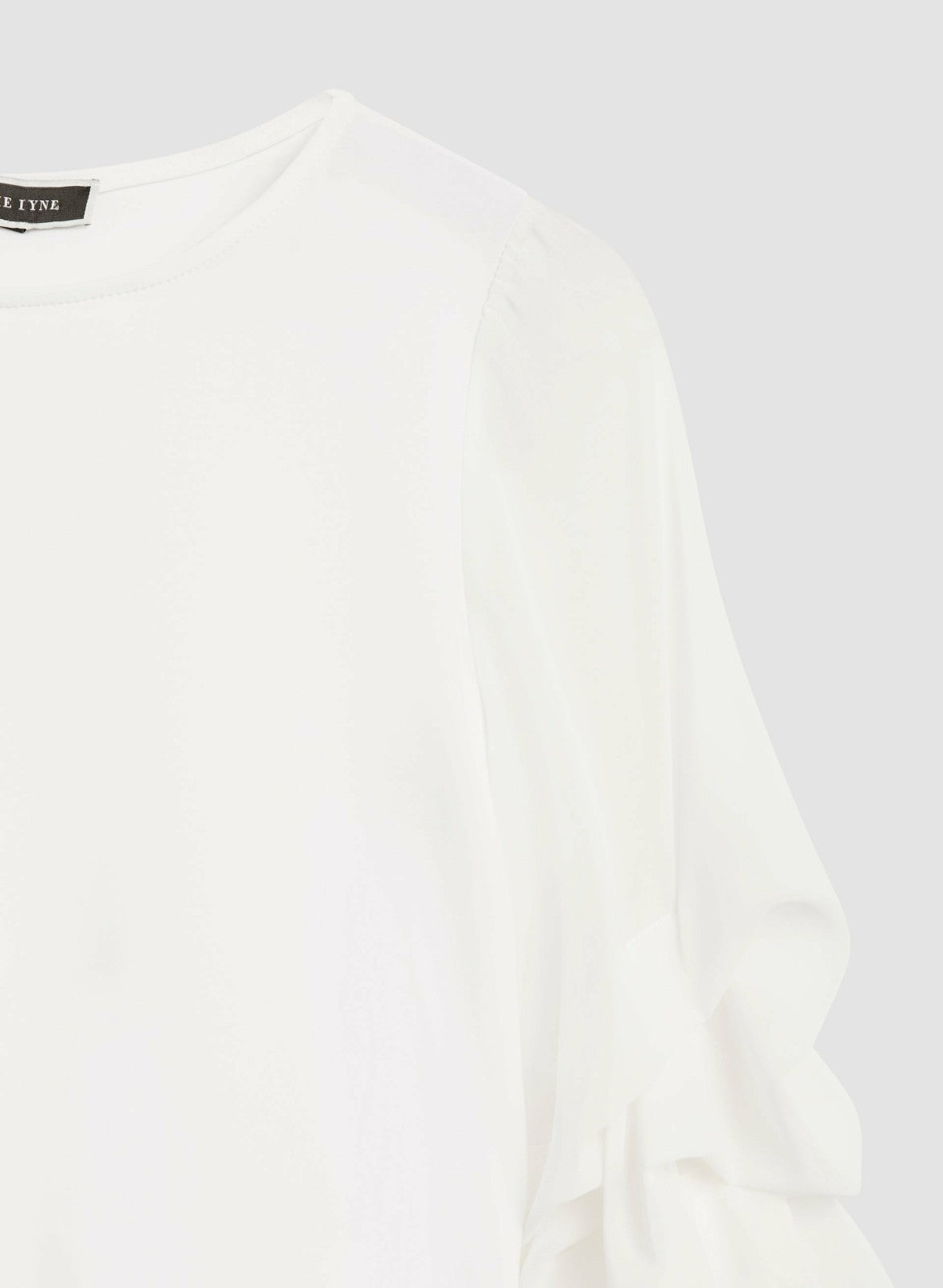 Women Ruffle Sleeve Asymmetric Tunic Ivory | Melanie Lyne