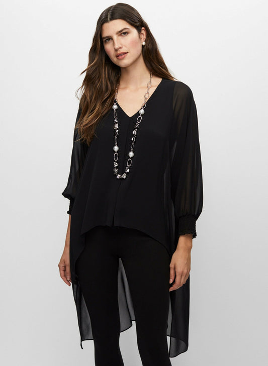 Women High-Low Chiffon Tunic Black | Melanie Lyne