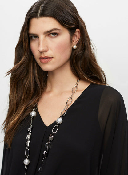 Women High-Low Chiffon Tunic Black | Melanie Lyne