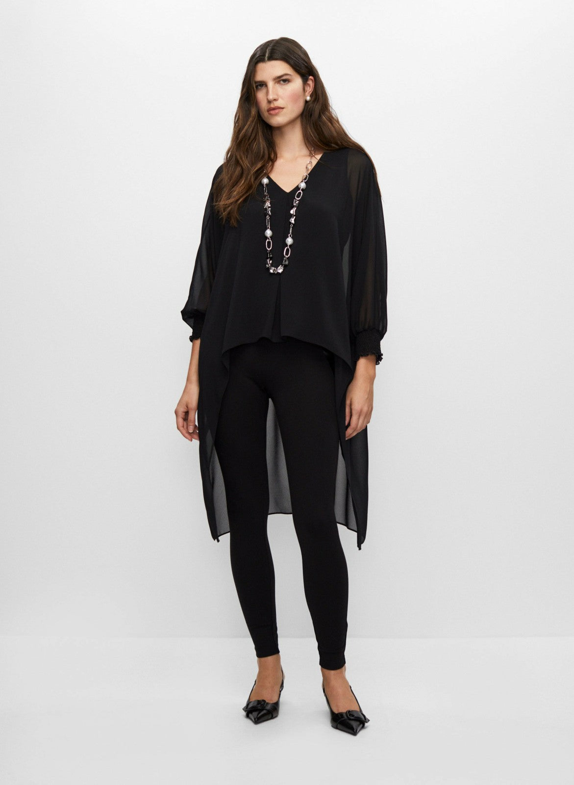 Women High-Low Chiffon Tunic Black | Melanie Lyne
