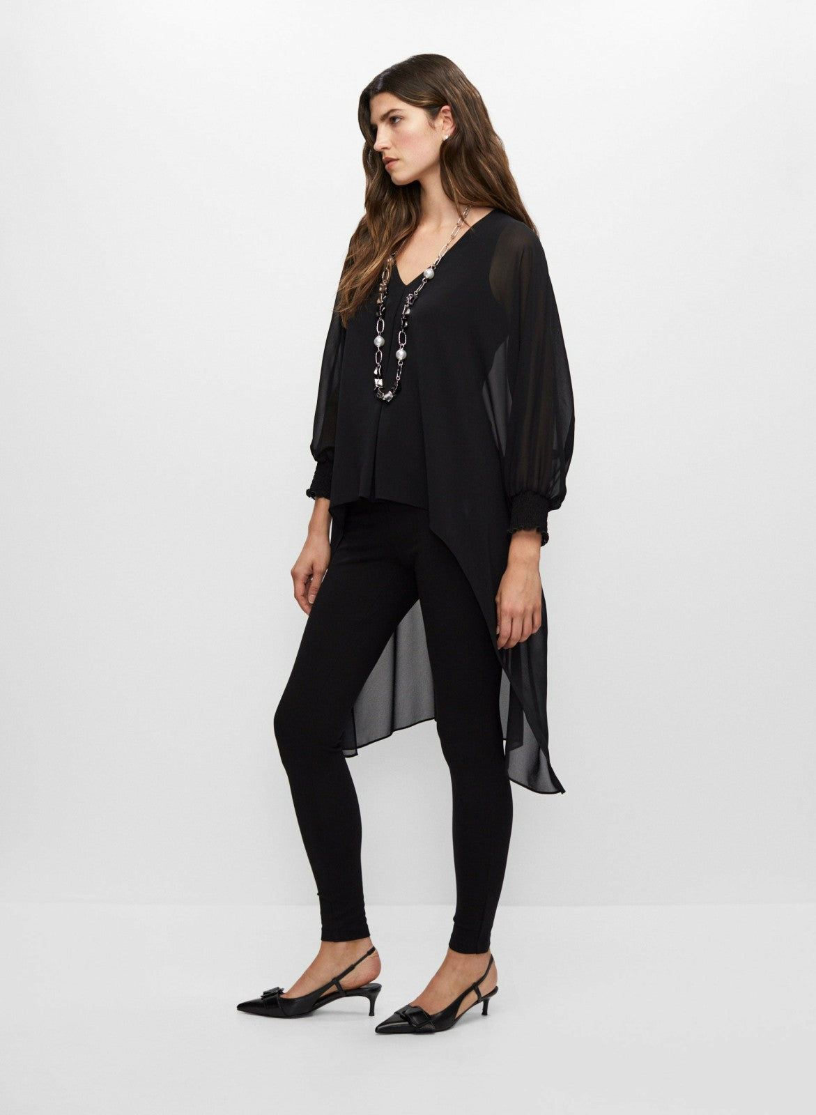 Women High-Low Chiffon Tunic Black | Melanie Lyne