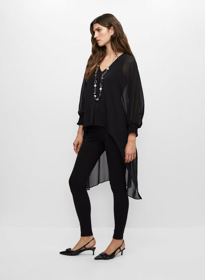 Women High-Low Chiffon Tunic Black | Melanie Lyne