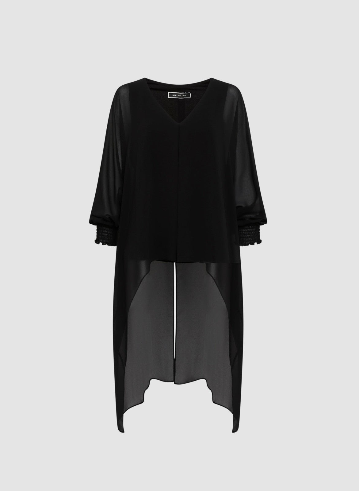 Women High-Low Chiffon Tunic Black | Melanie Lyne