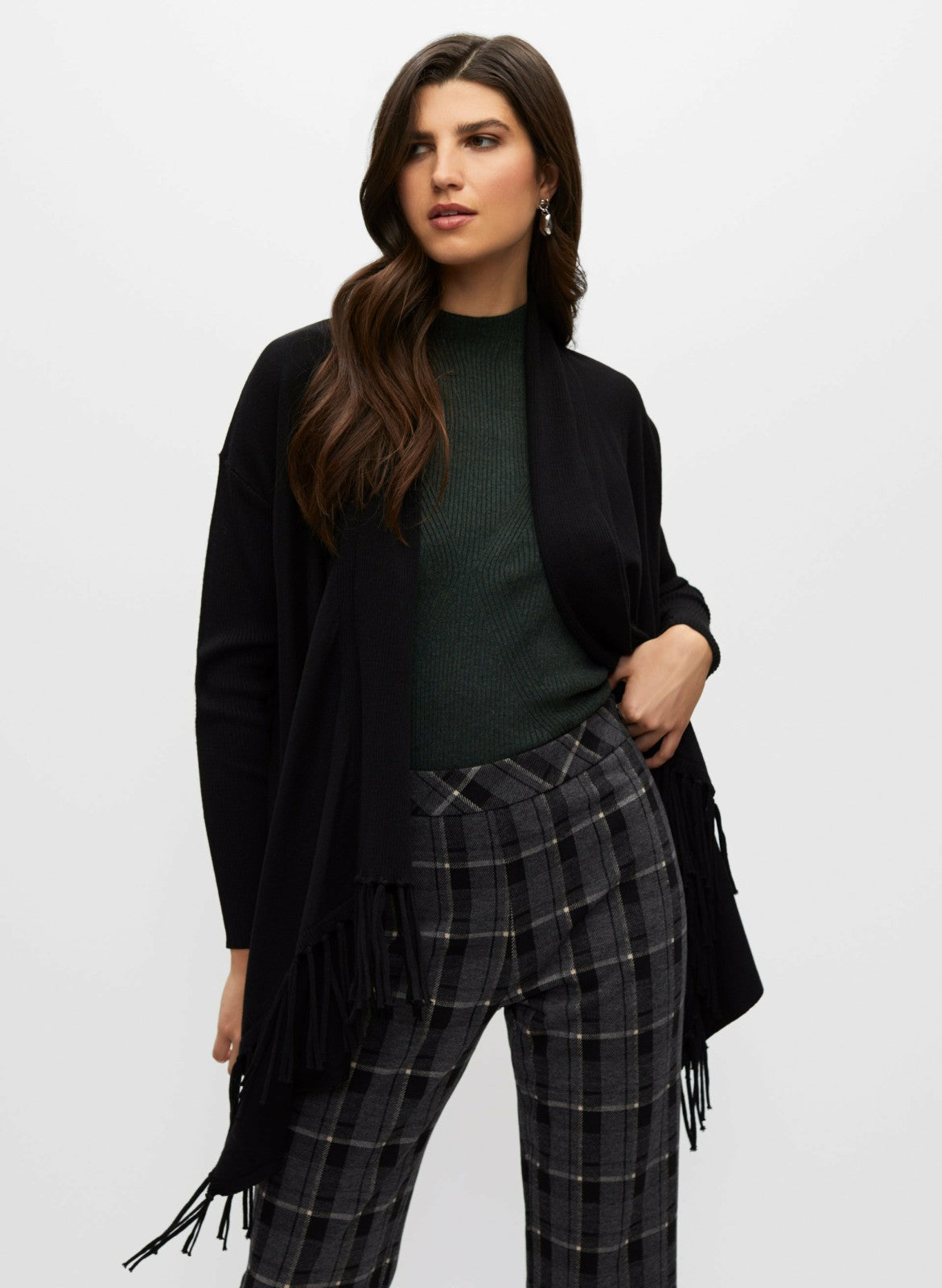 Women Asymmetrical Cashmere Blend Cardigan Black | Melanie Lyne