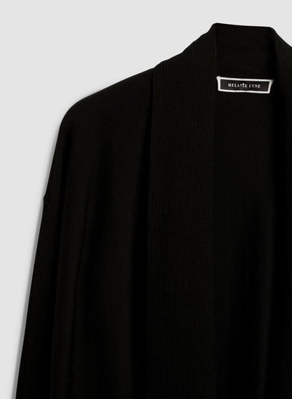 Women Asymmetrical Cashmere Blend Cardigan Black | Melanie Lyne