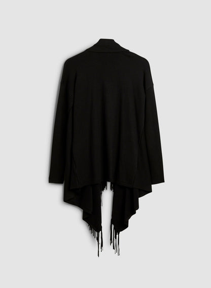 Women Asymmetrical Cashmere Blend Cardigan Black | Melanie Lyne