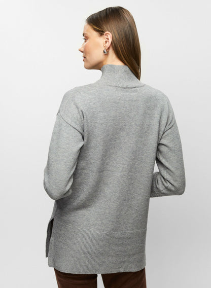 Women Rhinestone Cuff Tunic Sweater Silver Mist Mix | Melanie Lyne