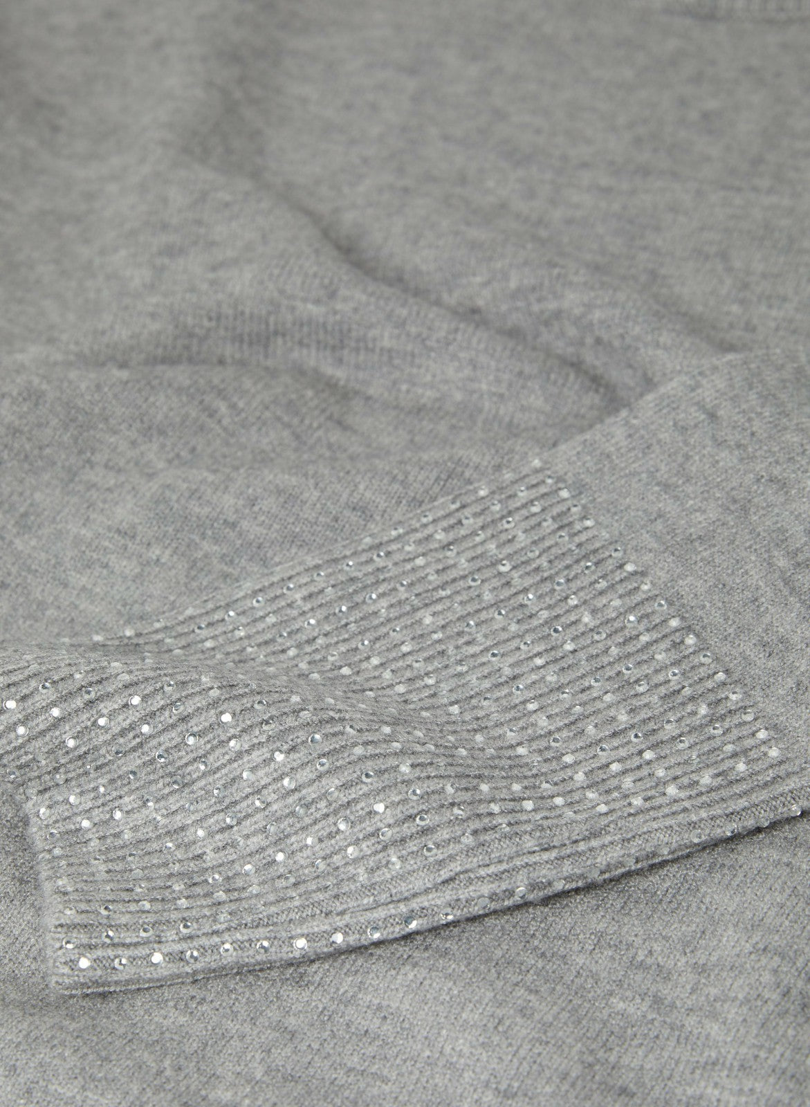 Women Rhinestone Cuff Tunic Sweater Silver Mist Mix | Melanie Lyne