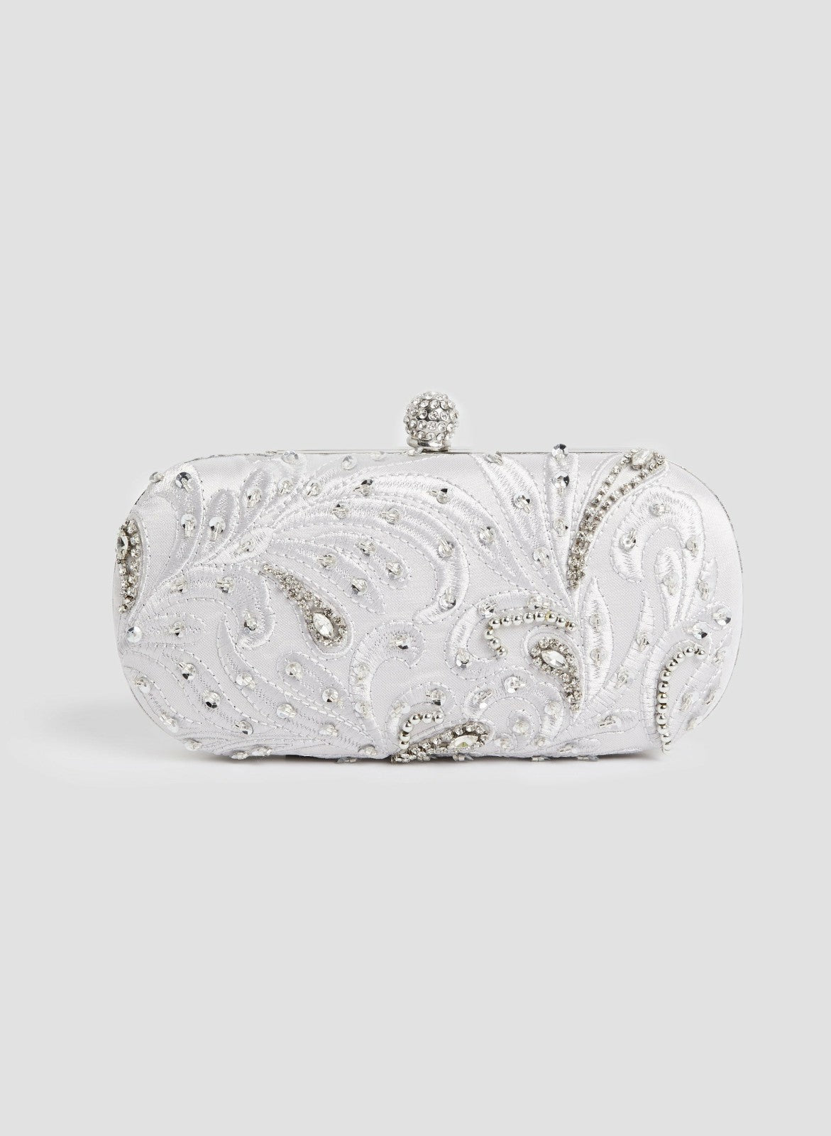 Women Crystal Insert Clutch Silver | Melanie Lyne