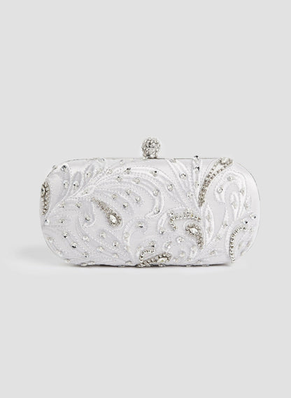 Women Crystal Insert Clutch Silver | Melanie Lyne