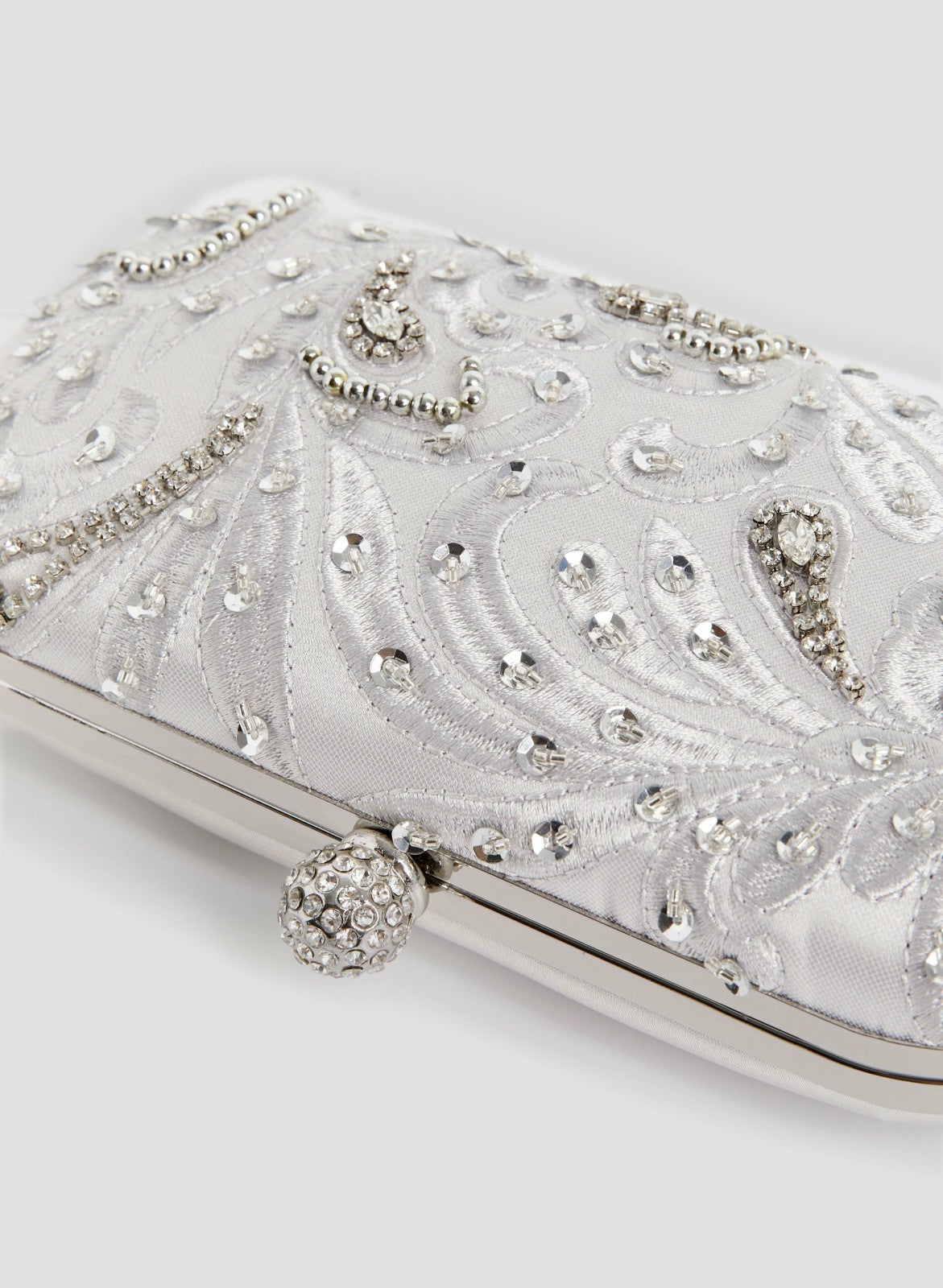 Women Crystal Insert Clutch Silver | Melanie Lyne