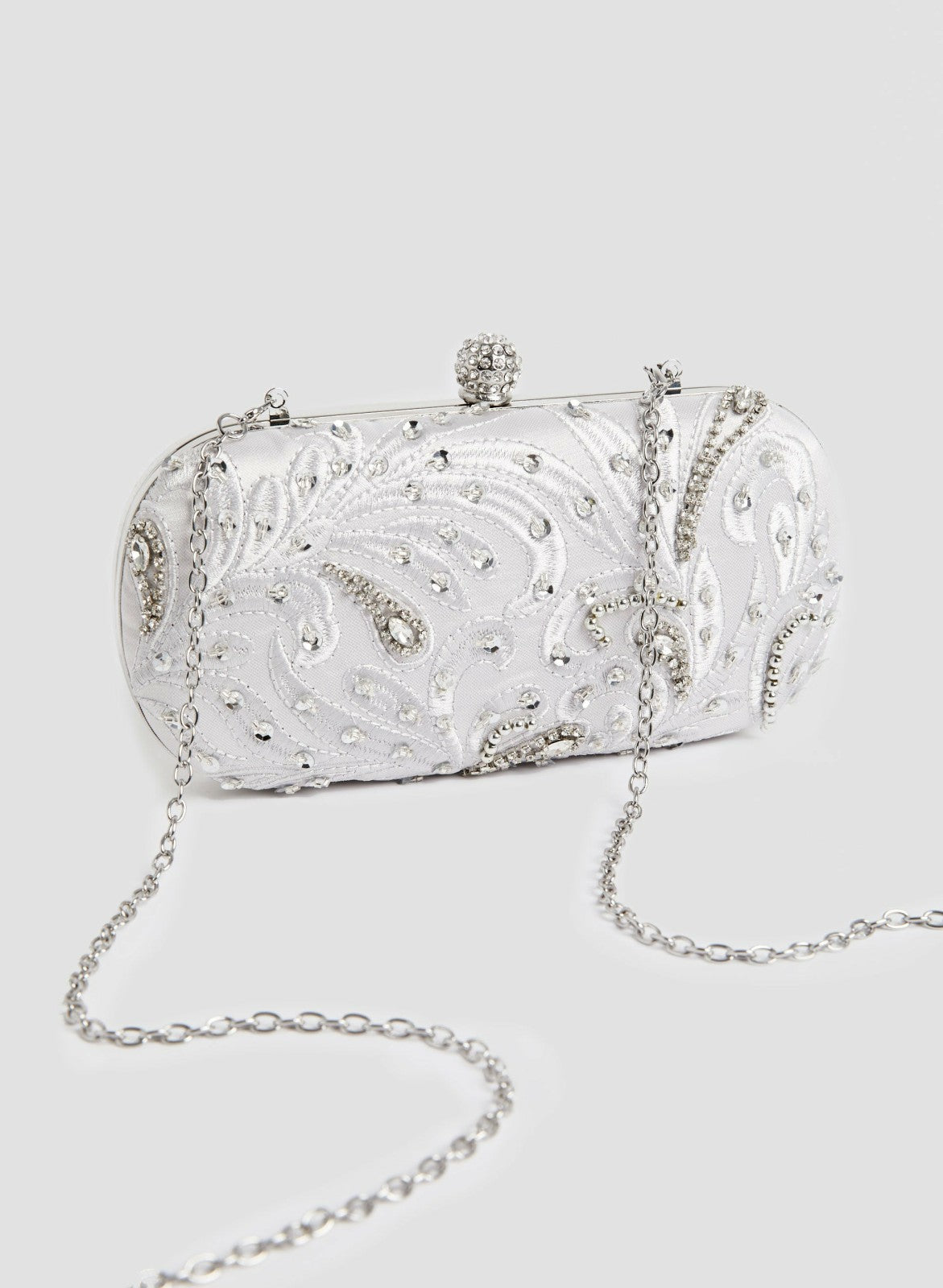 Women Crystal Insert Clutch Silver | Melanie Lyne