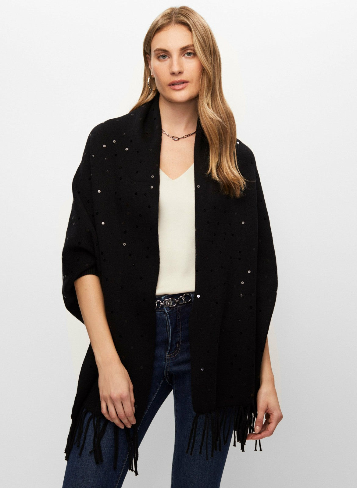 Women Sequin Detail Wrap Black | Melanie Lyne
