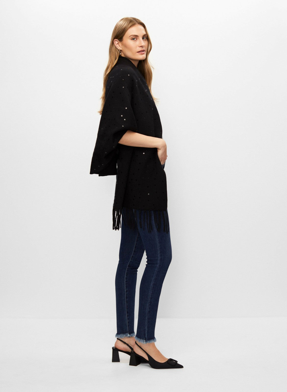 Women Sequin Detail Wrap Black | Melanie Lyne