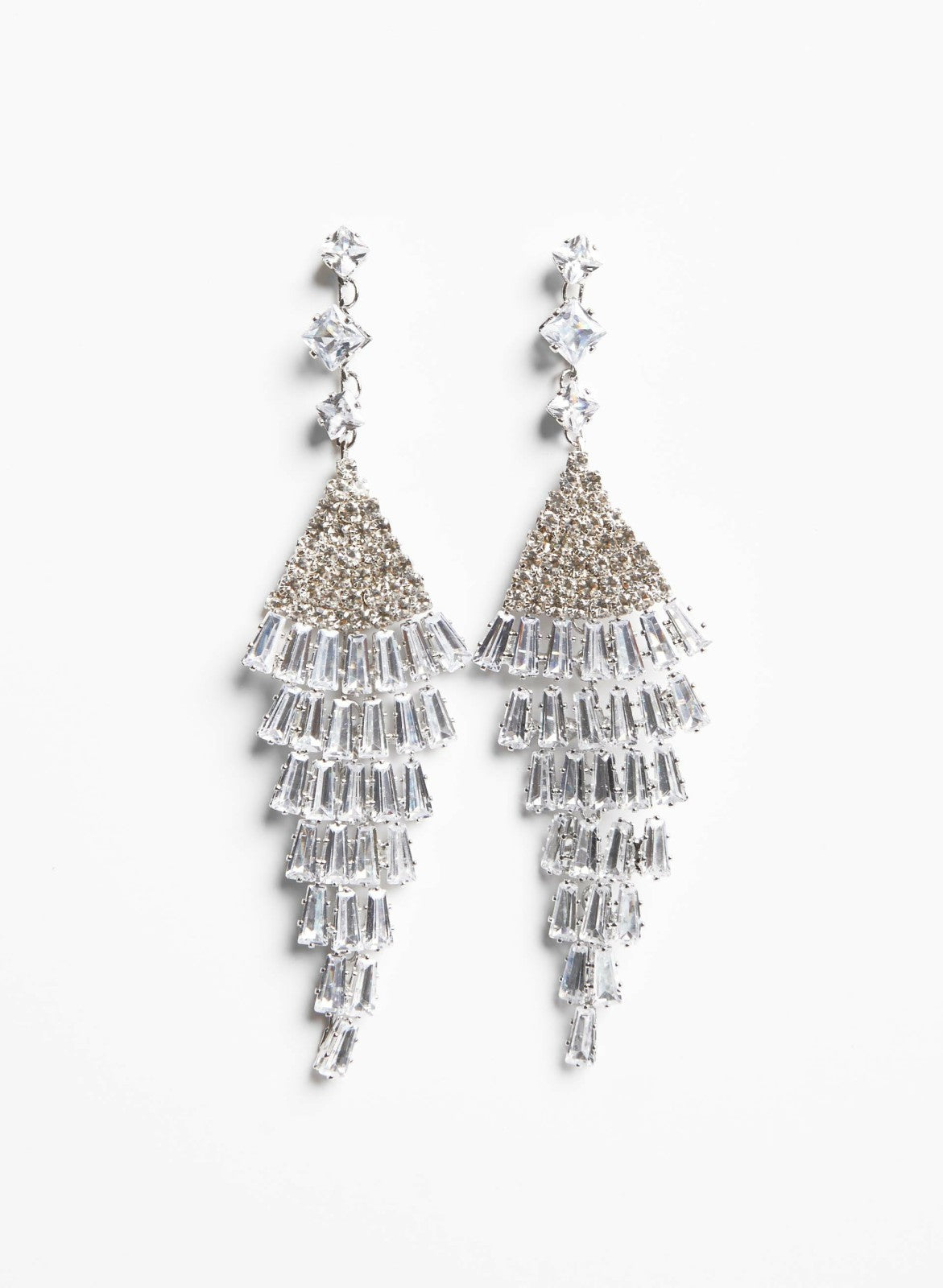 Women Crystal Chandelier Earrings Silver | Melanie Lyne