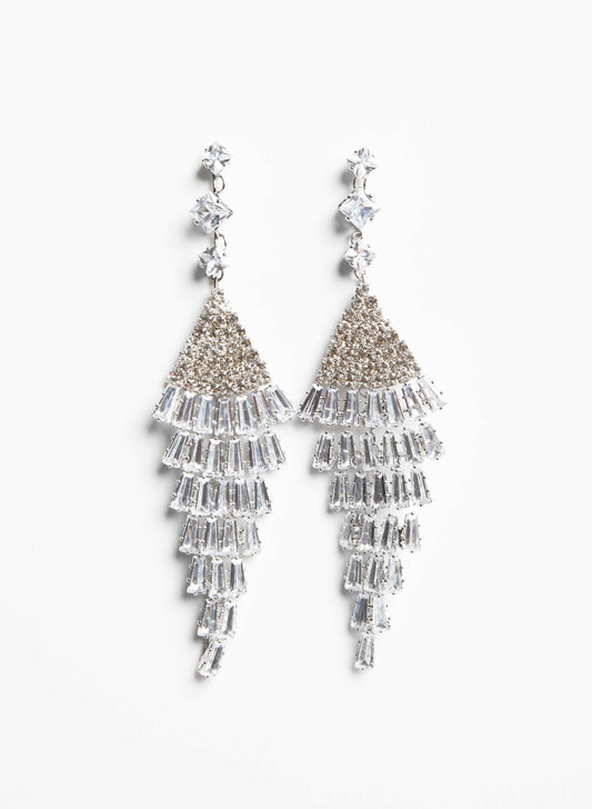 Women Crystal Chandelier Earrings Silver | Melanie Lyne