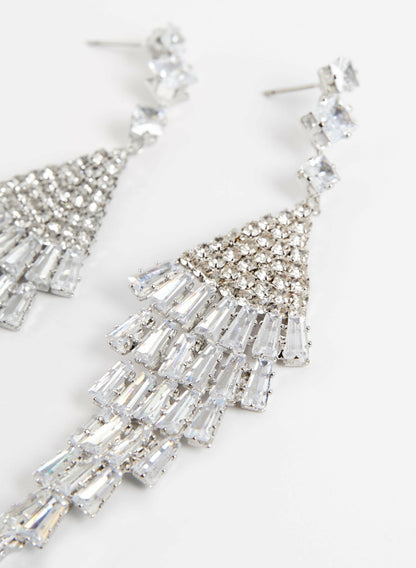 Women Crystal Chandelier Earrings Silver | Melanie Lyne