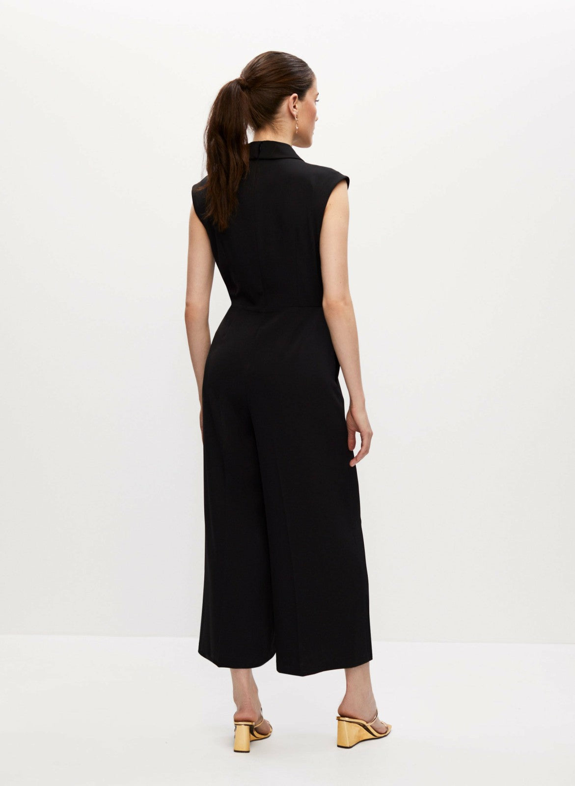 Women Cap Sleeve Wide Leg Jumpsuit Black | Melanie Lyne