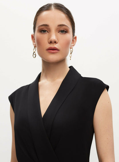 Women Cap Sleeve Wide Leg Jumpsuit Black | Melanie Lyne