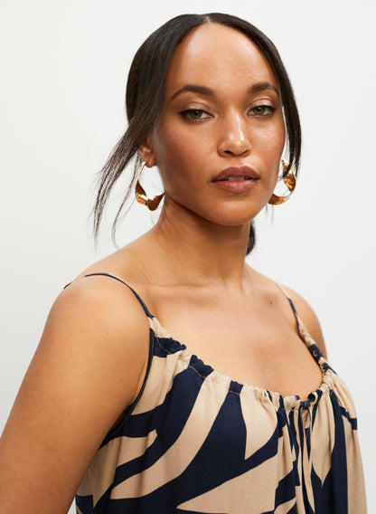 Women Tonal Leaf Print Maxi Dress Blue Pattern | Melanie Lyne