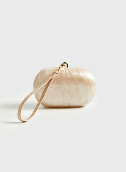 Women Oval Mother-of-Pearl Clutch Whisper White | Melanie Lyne