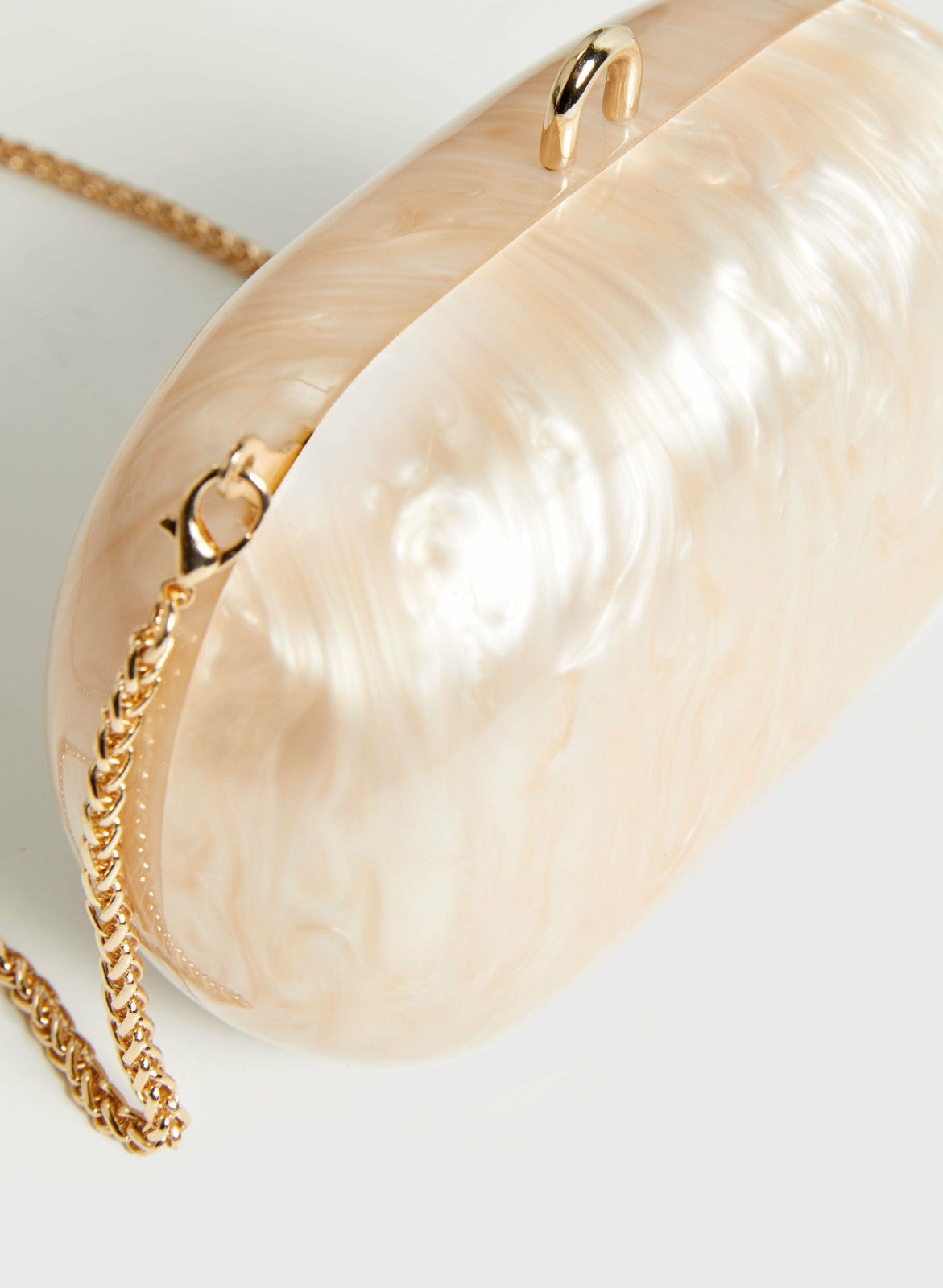 Women Oval Mother-of-Pearl Clutch Whisper White | Melanie Lyne