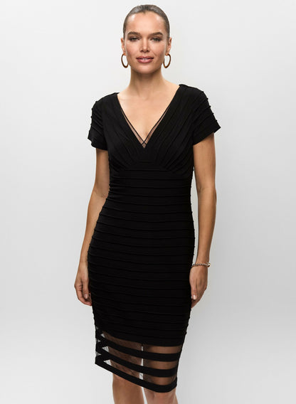 Women Adrianna Papell - Short Sleeve Striped Dress Black | Melanie Lyne