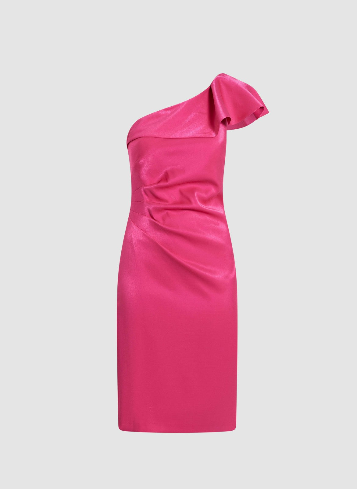 Women Satin One-Shoulder Dress Luminous Pink | Melanie Lyne