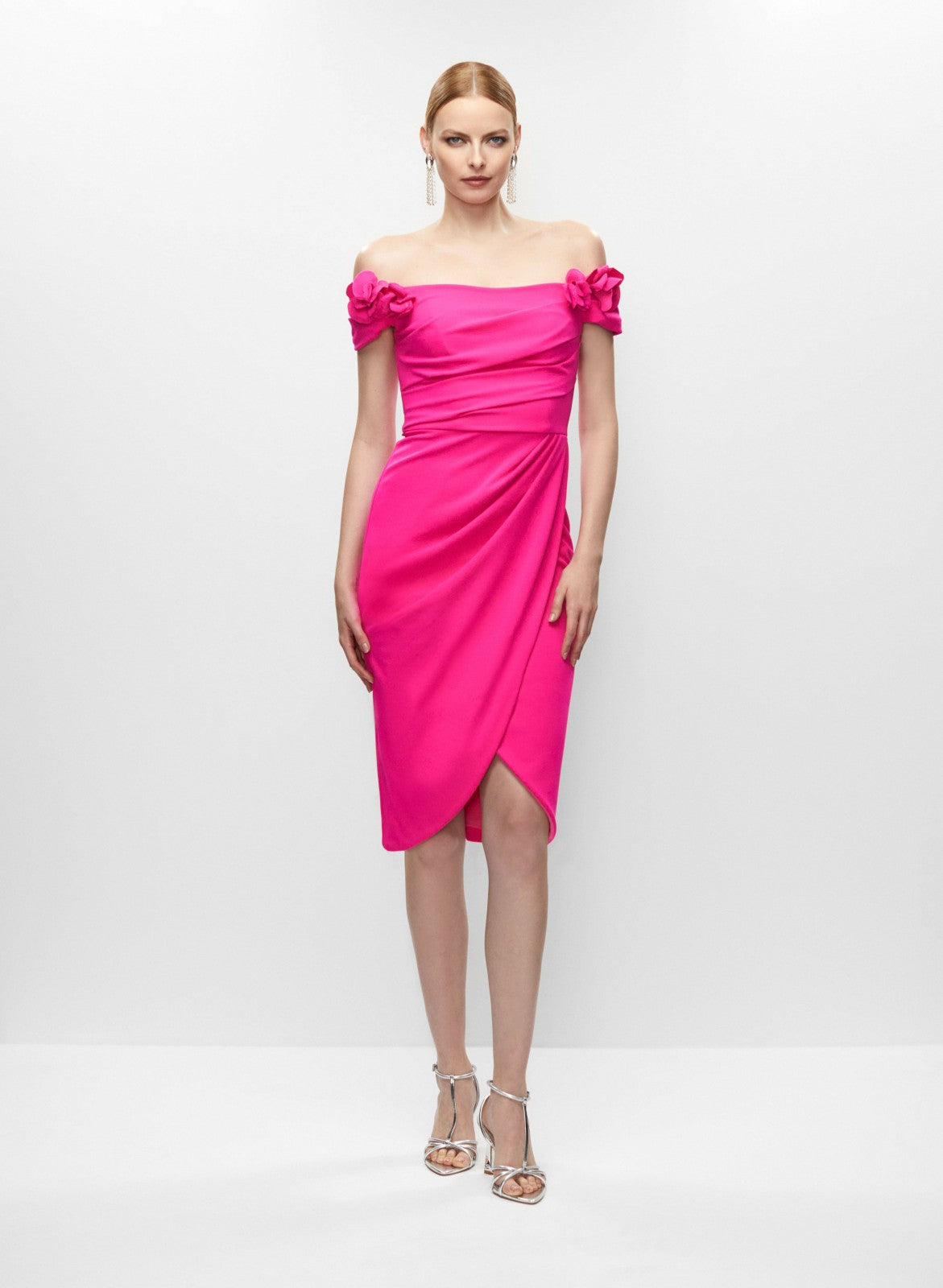 Women Bardot Neck Floral Detail Dress Multicolour | Melanie Lyne