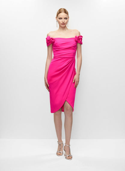 Women Bardot Neck Floral Detail Dress Multicolour | Melanie Lyne