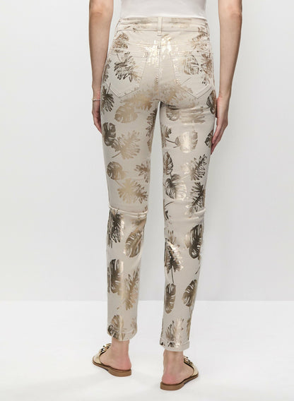 Women Foil Leaf Print 7/8 Jeans Stone | Melanie Lyne