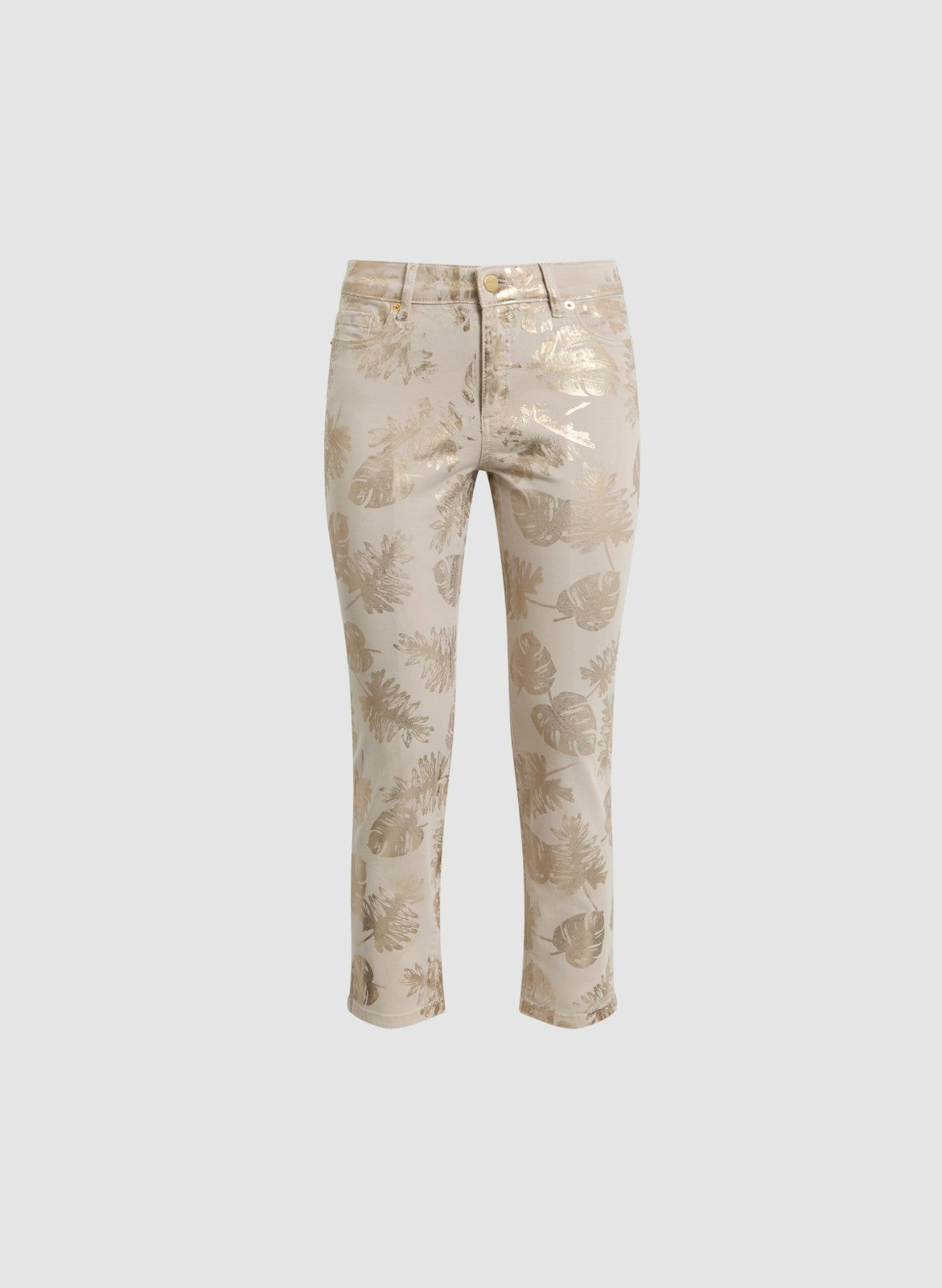 Women Foil Leaf Print 7/8 Jeans Stone | Melanie Lyne