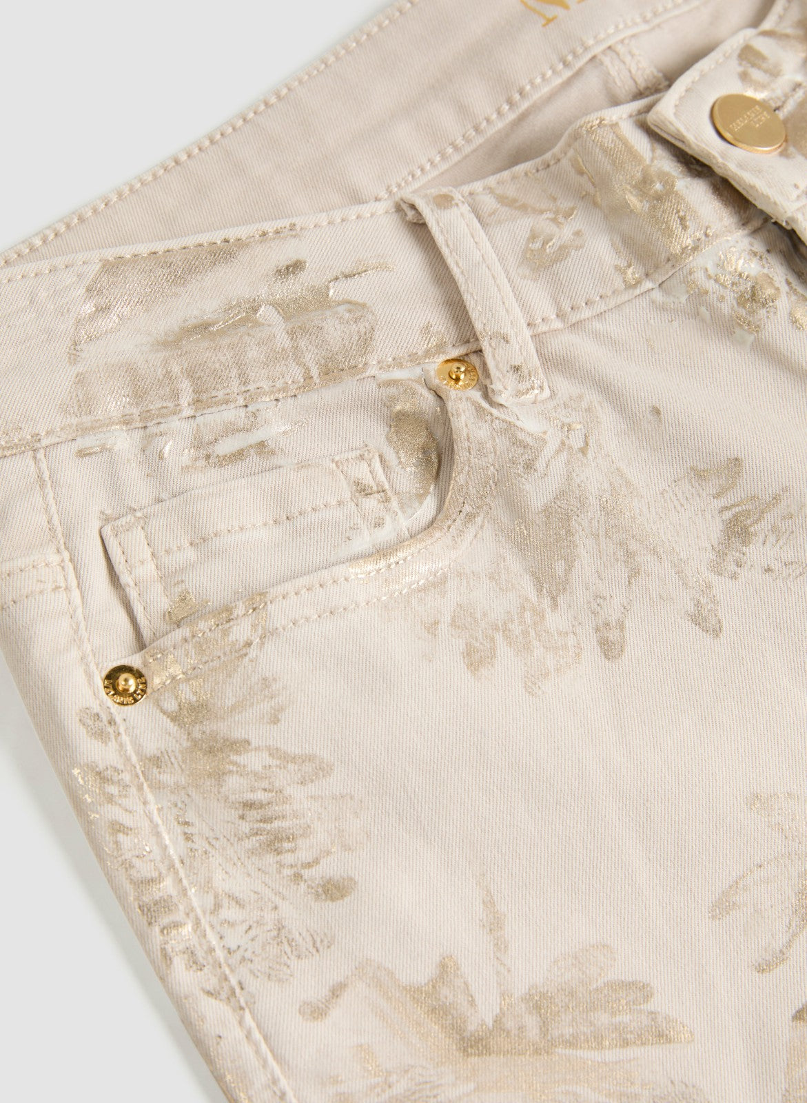 Women Foil Leaf Print 7/8 Jeans Stone | Melanie Lyne
