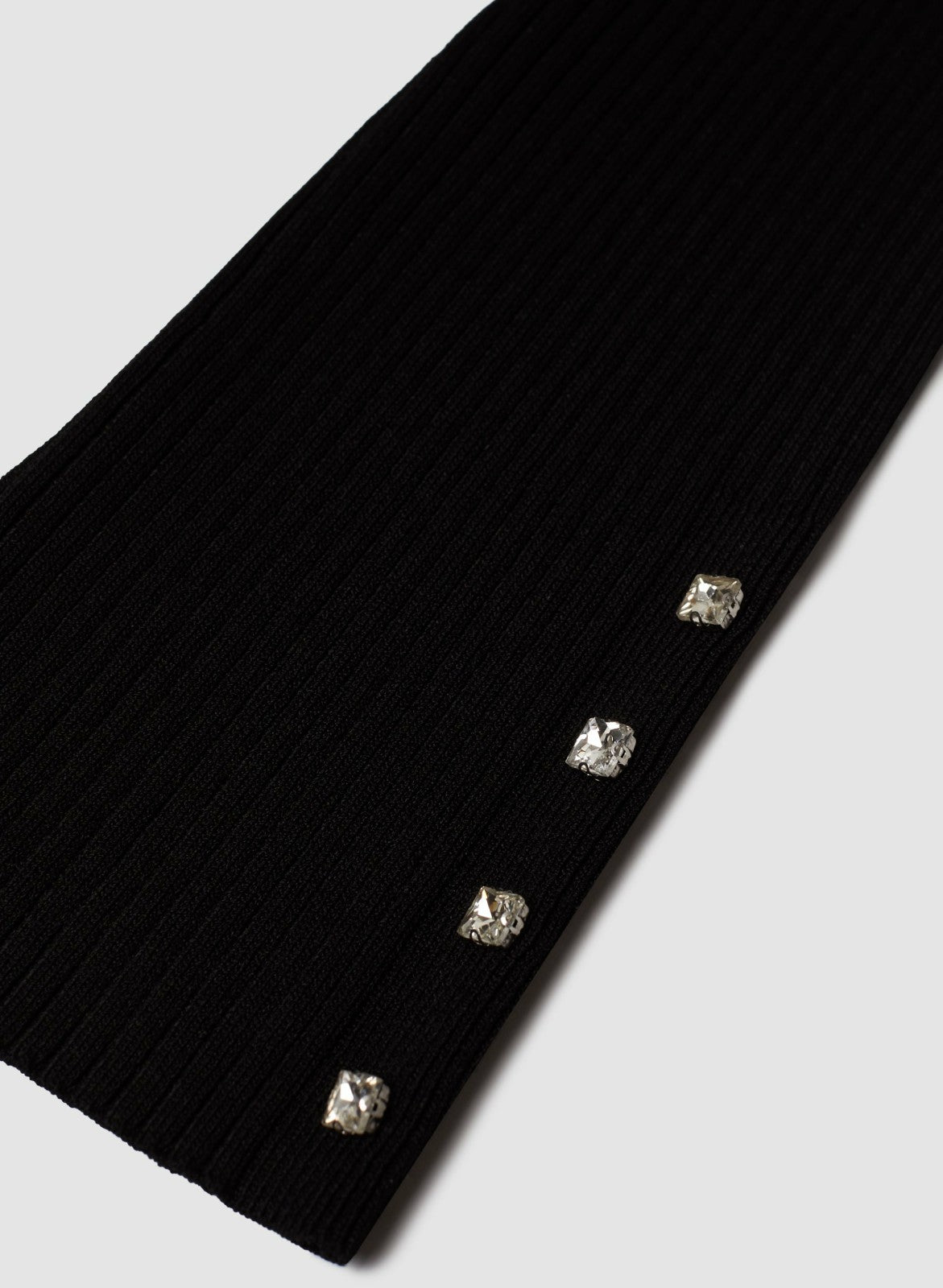 Women Rhinestone Detail Rib Knit Pullover Black | Melanie Lyne