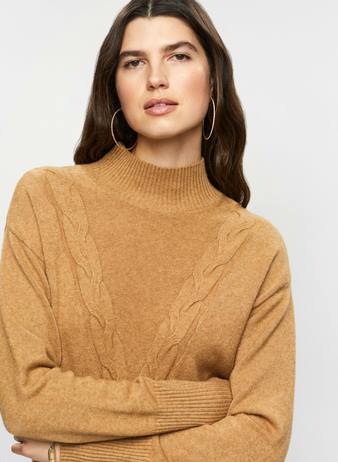 Women Cable Knit Sweater Dark Camello | Melanie Lyne
