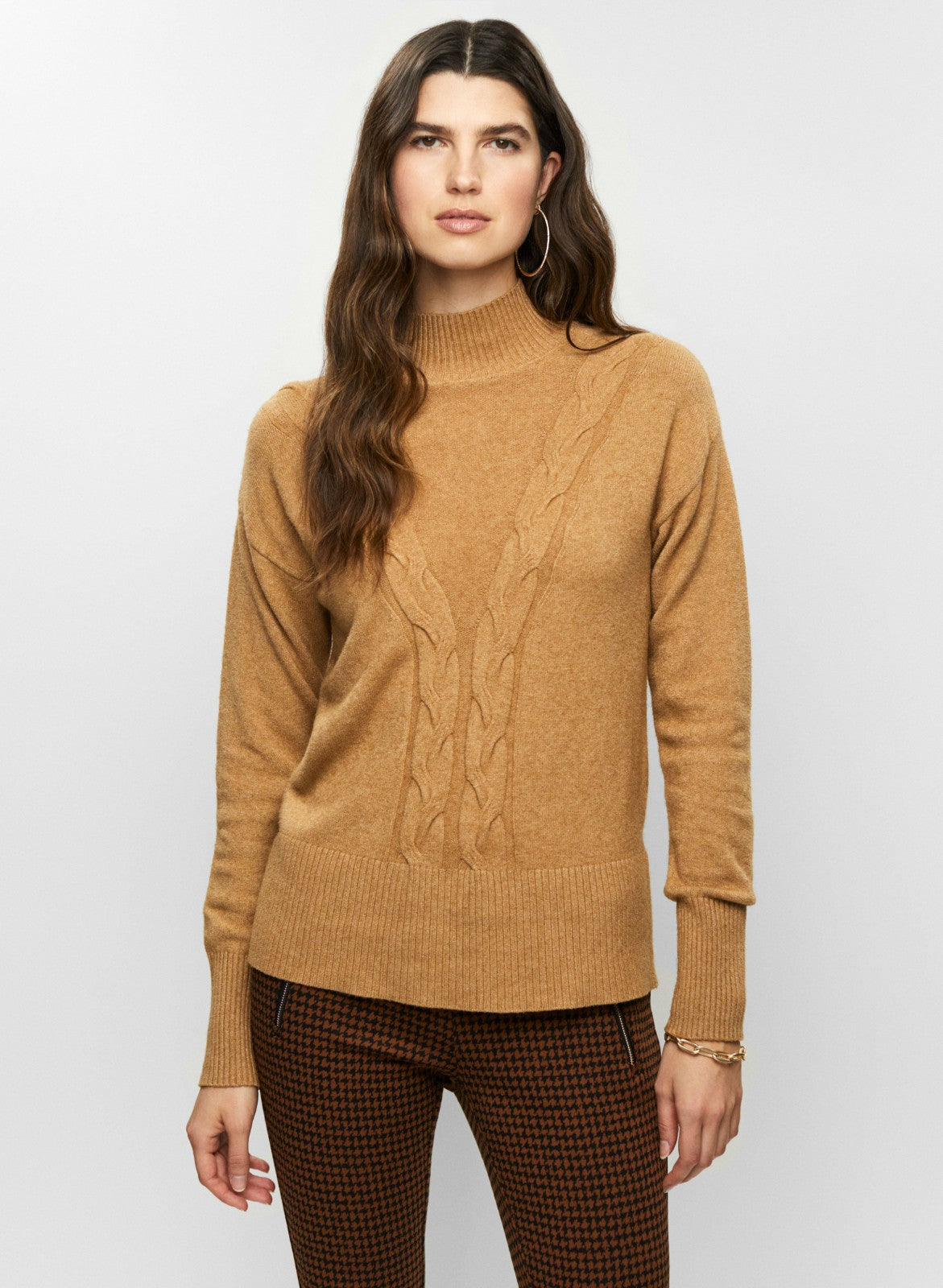 Women Cable Knit Sweater Dark Camello | Melanie Lyne