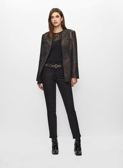 Women Metallic Jacquard Motif Blazer Black Pattern | Melanie Lyne