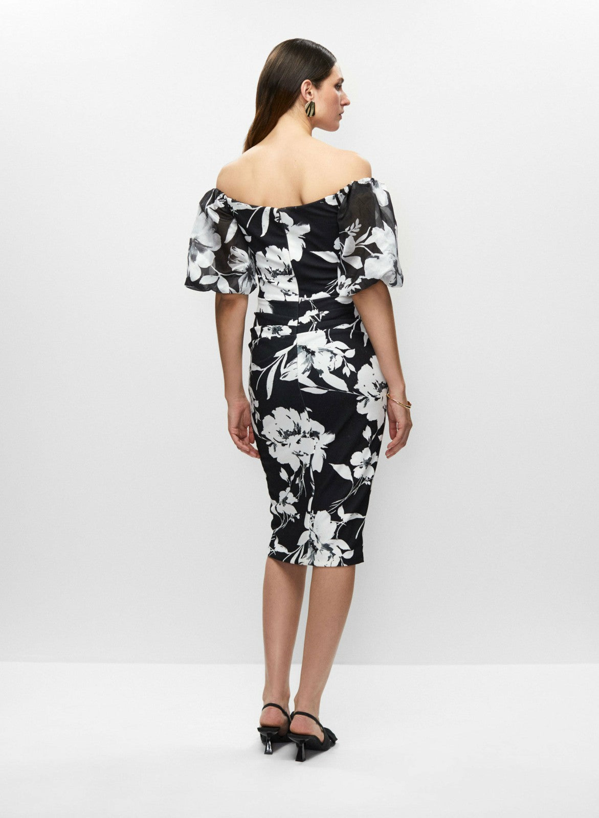 Women Off-the-Shoulder Floral Dress Black & White | Melanie Lyne